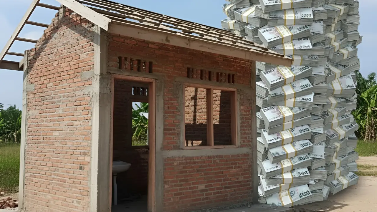 Ilustrasi foto-montase yang menunjukkan sebuah bangunan toilet sekolah kecil di Parepare di samping tumpukan uang Rupiah yang jauh lebih besar. Sebuah label harga di toilet bertuliskan 'Rp 166 Juta' , melambangkan dugaan mark up anggaran yang dinilai DPRD 'tidak masuk akal'.