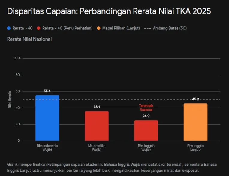 disparitas capaian perbandingan rerata nilai tka 2025