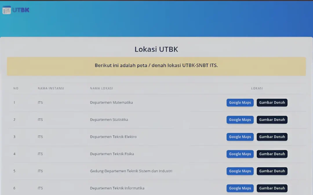 ITS Rilis Peta Lokasi UTBK 2026, Cek Kode Ruang 3 Digit