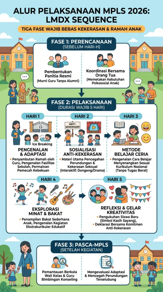 Gambar infografis tiga fase pelaksanaan MPLS 2026