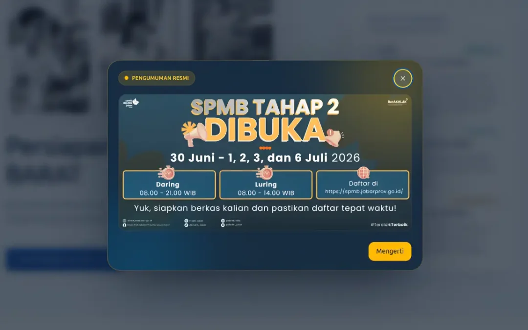 SPMB Jabar 2026 Tahap 2 Dibuka Hari Ini
