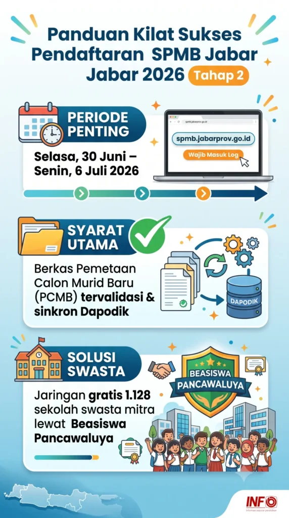 Gambar Infografis SPMB Jabar 2026 jenjang SMA Tahap 2 yang dibuka pada 30 Juni 2026