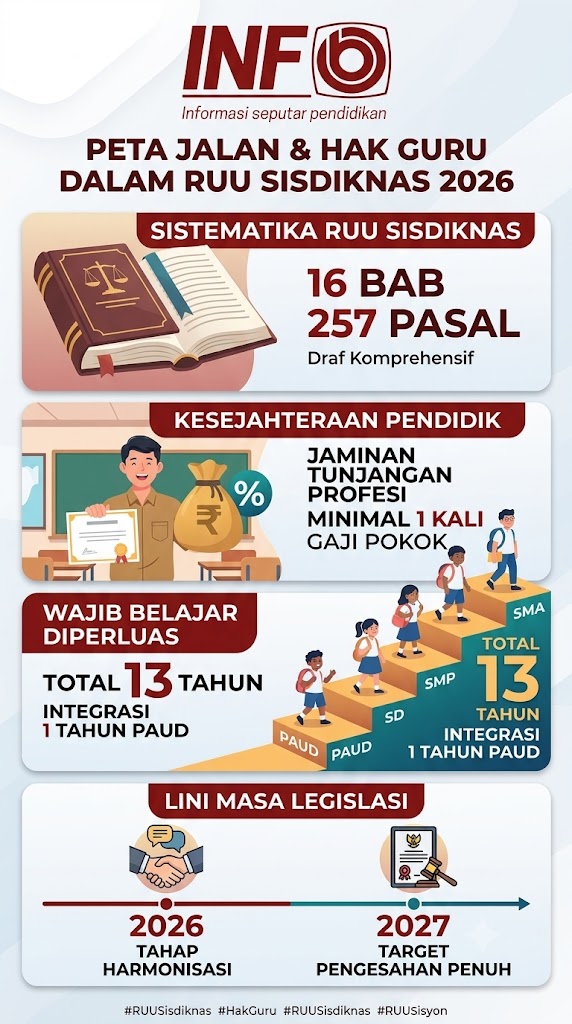 Infografis Peta Jalan & Hak Guru dalam RUU Sisdiknas 2026