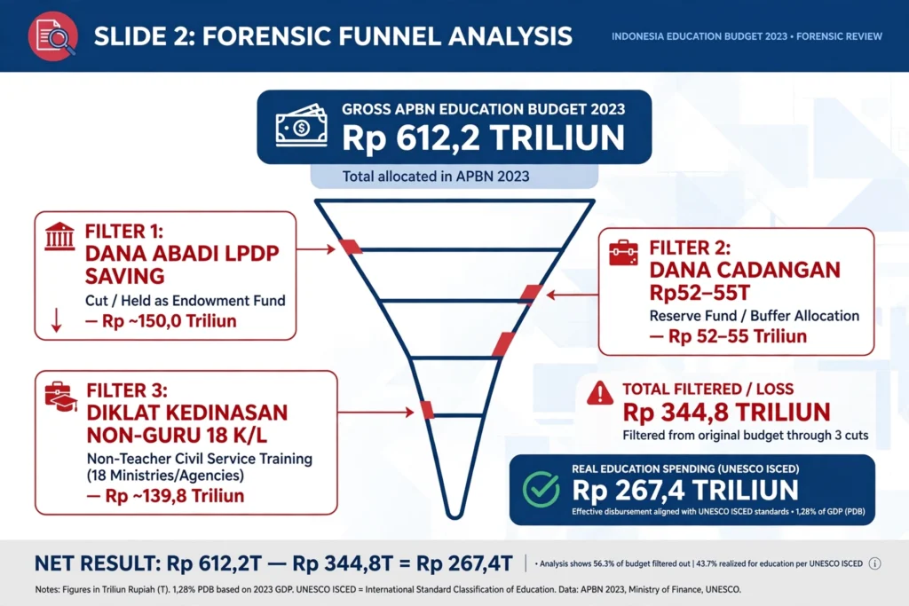 Sengkarut Anggaran Pendidikan - Seri I: Mengapa 20% APBN Jadi 1,3% PDB? 2 2026071702 forensic funnel analysis