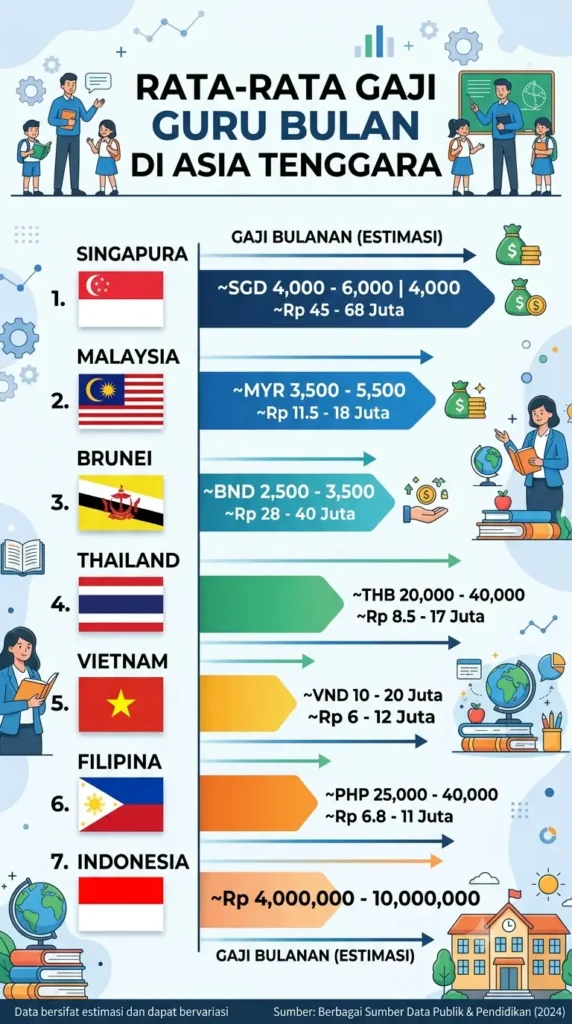 Infografis perbandingan gaji guru di negara ASEAN